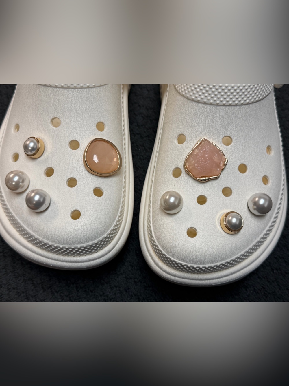 CROCS Classic Crush Clog White Platform Custom Shoes Size W7 M5 Jewels Charms - Picture 11 of 12